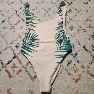 💘 Aerie Super Scoop Palm Tree One Piece Swimsuit